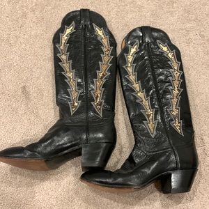 Hondo black & snake print cowgirl boots